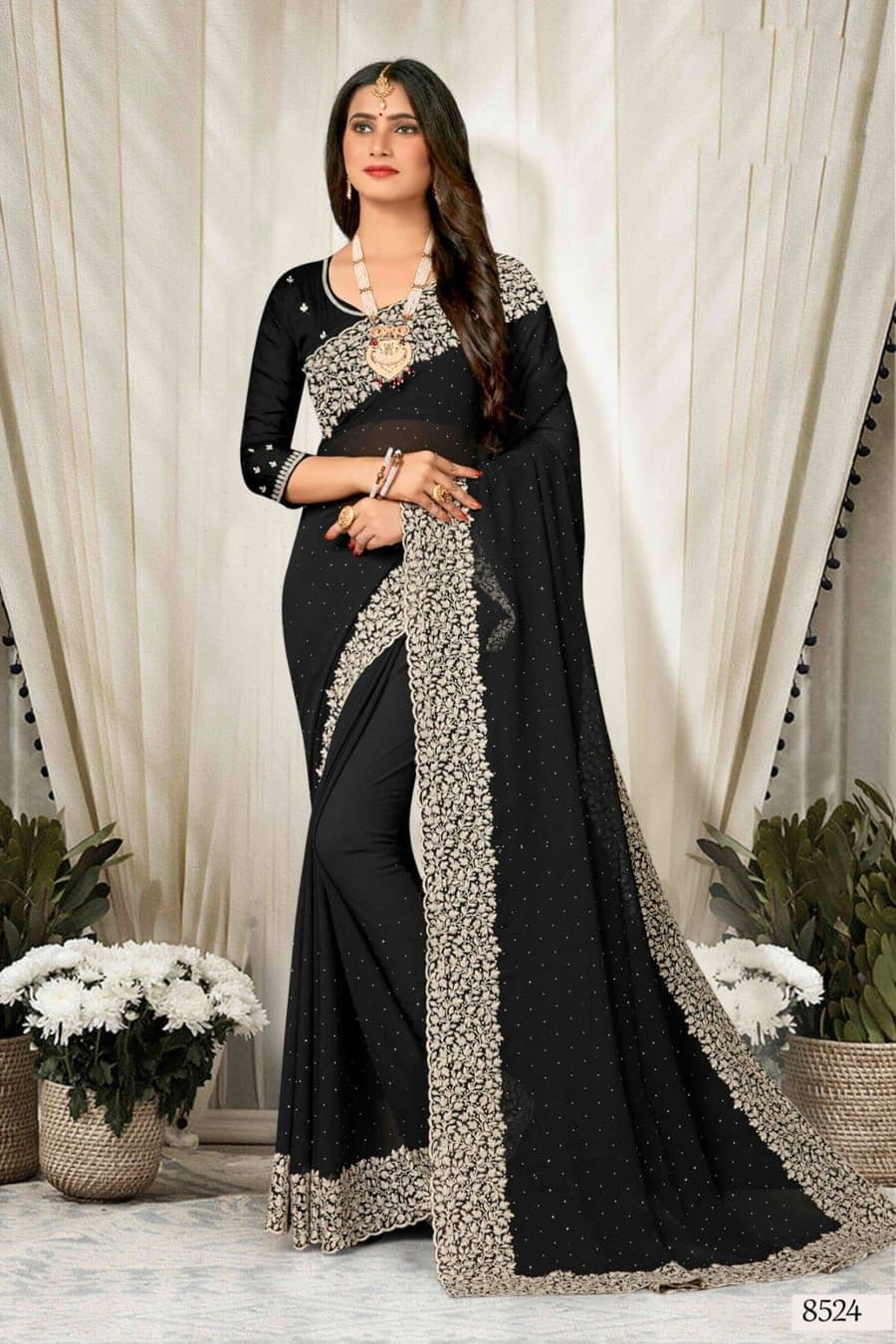 Saumya Vastra black Saree