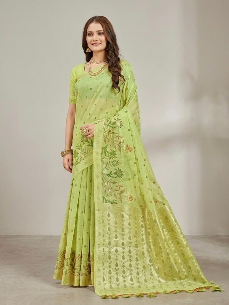 Man Mohini Pista green Saree