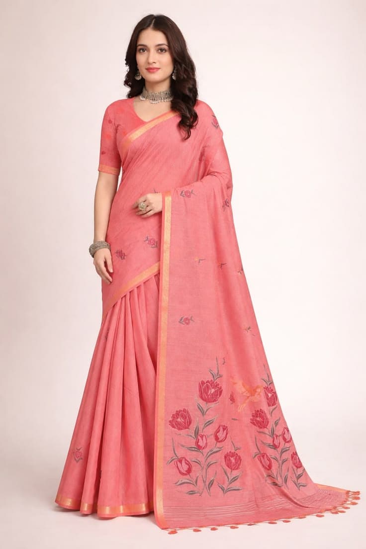 Urban Rang  Coral Bloom Saree