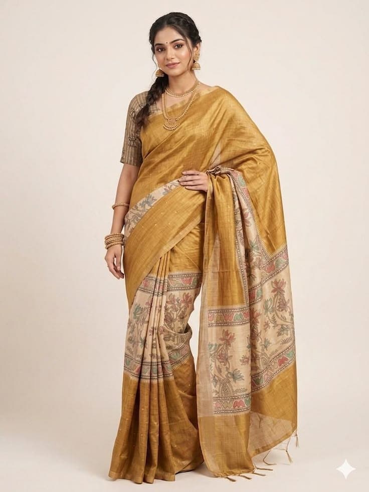 Petal Elegance Gold Yellow Saree