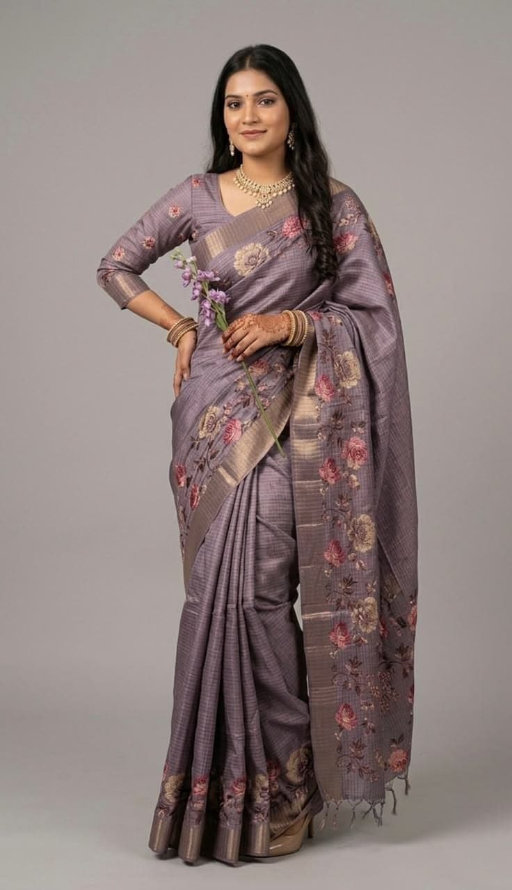 Noor & Loom Purple Saree