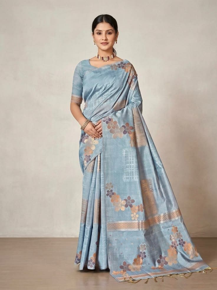 Resham Riwayat Sky Blue Saree