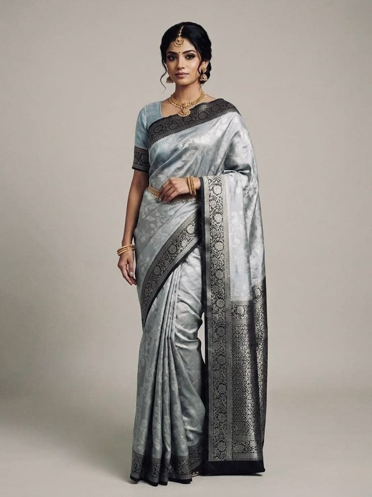 Roohani Resham Gray Saree