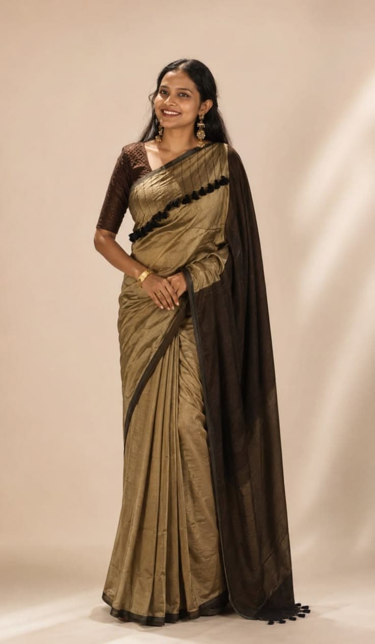 Sutrika Golden Saree