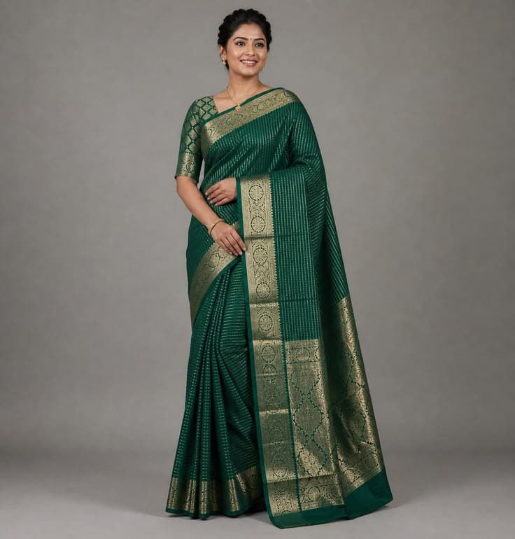 Suhagini Vastra Green Saree