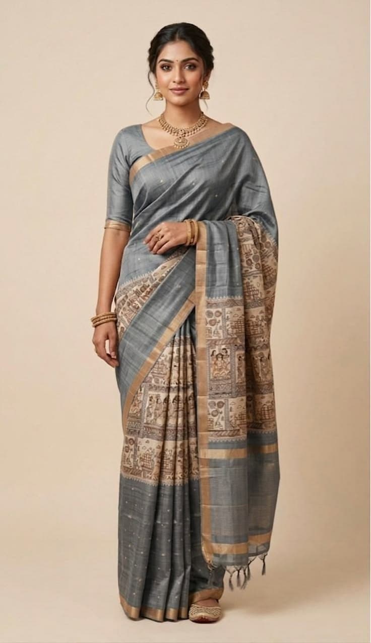 Madhurima Weaves Gray Saree