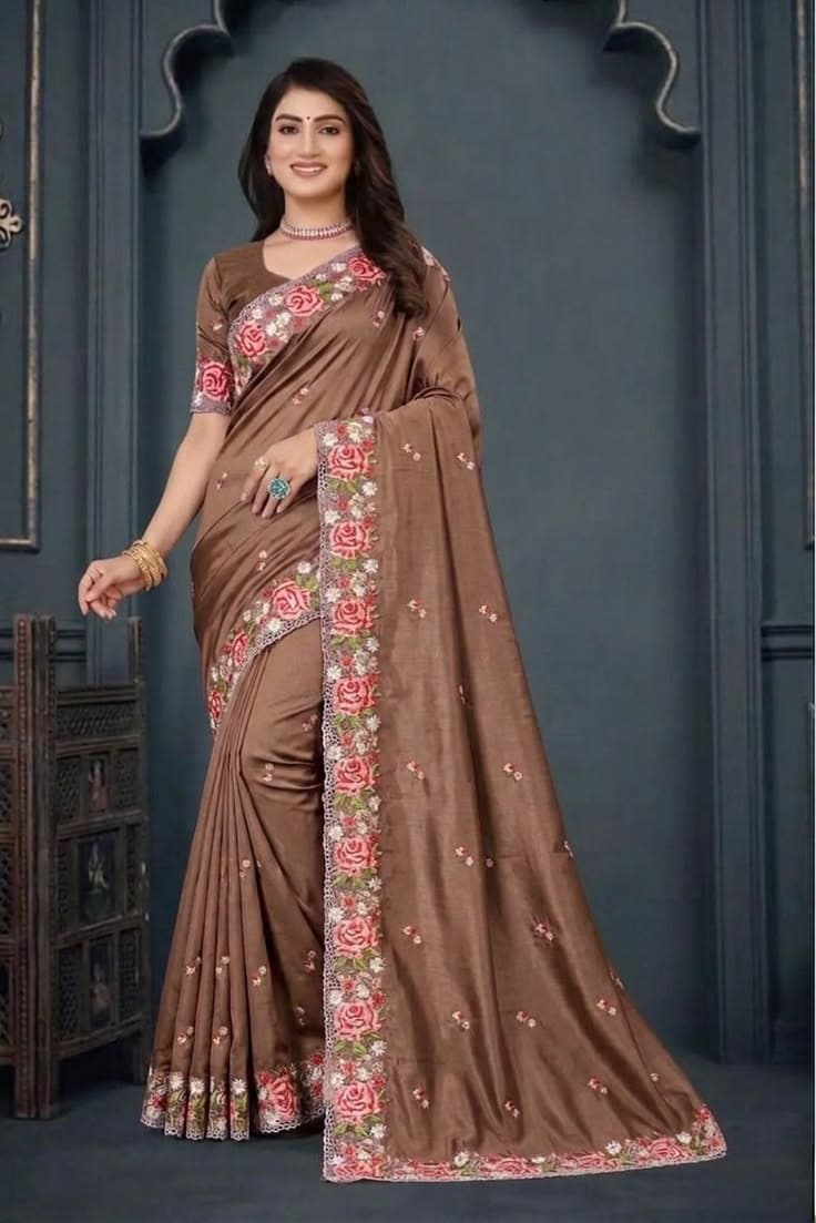 Hunar Mushroom Brown Saree