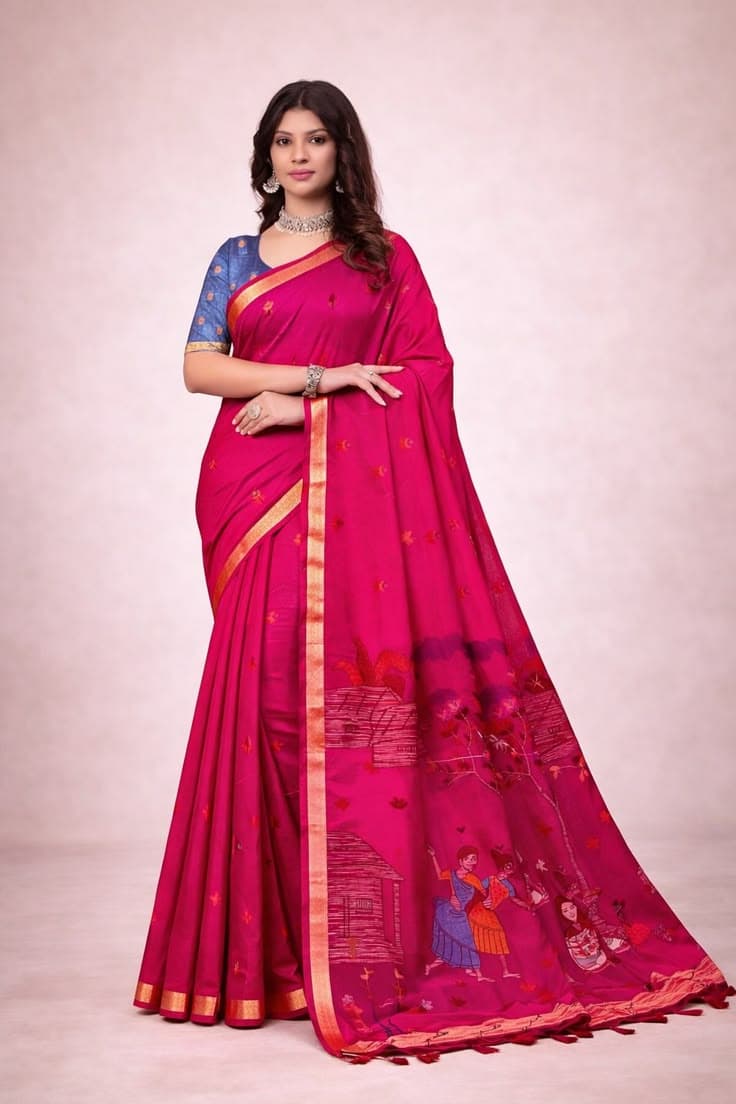 Heritage Hues Rani Pink Saree