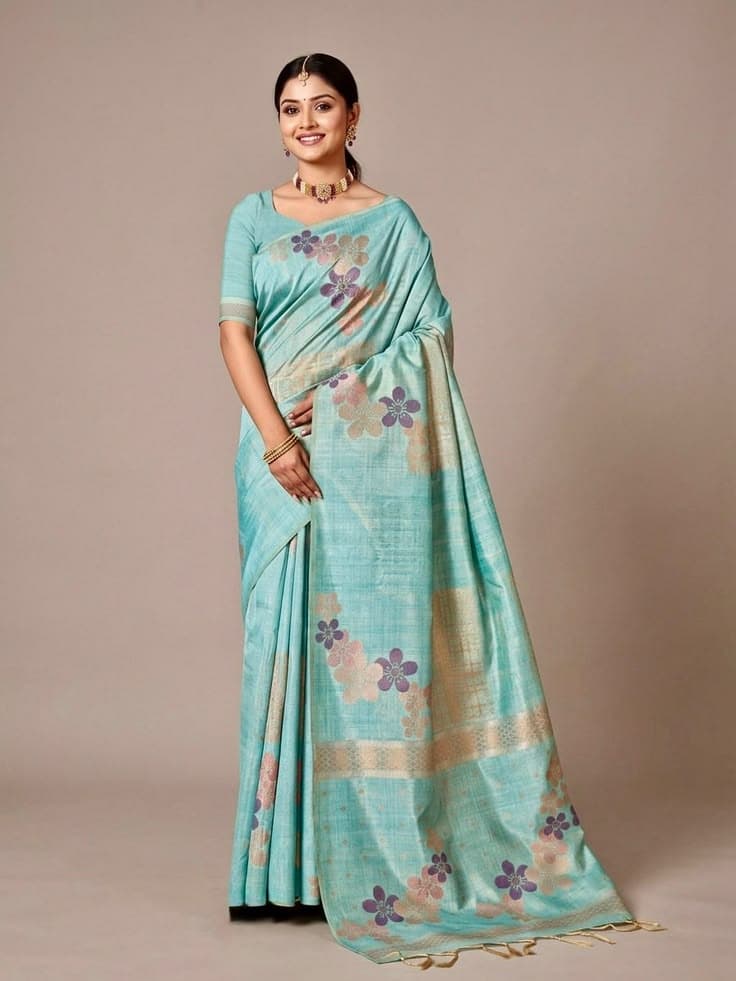 Resham Riwayat Aqua Blue Saree