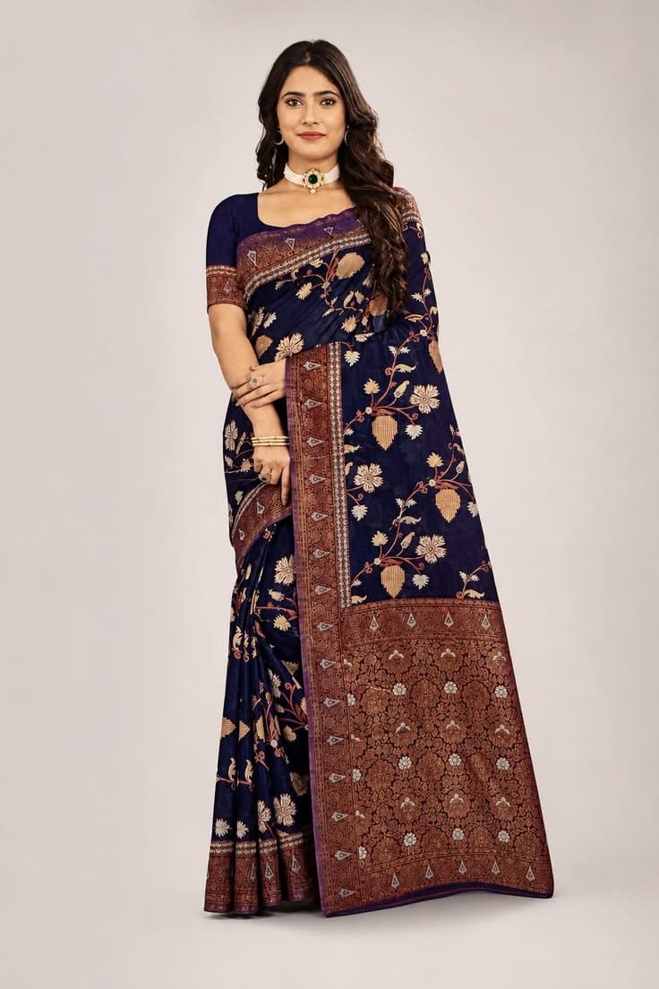 Vasant Navy  Blue Saree
