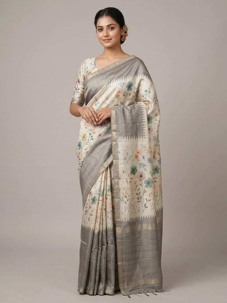 PhoolPop Collection Gray Saree