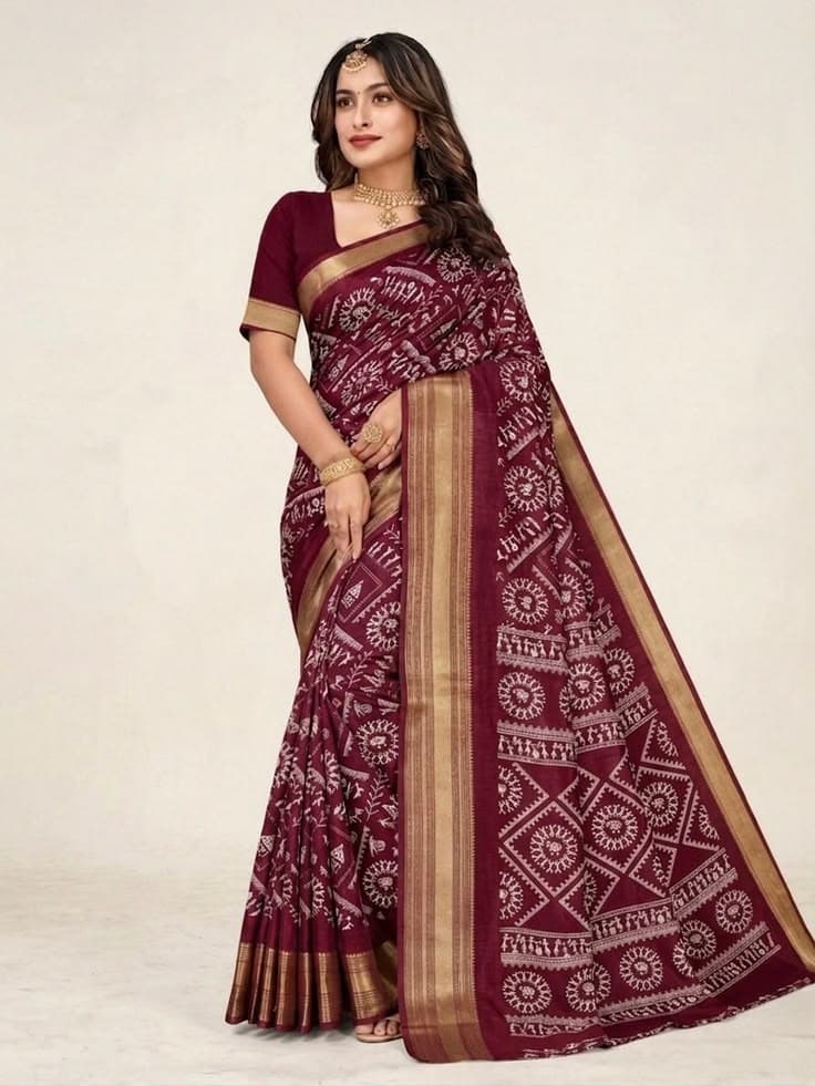 Desi Worli Dark Purple Saree 
