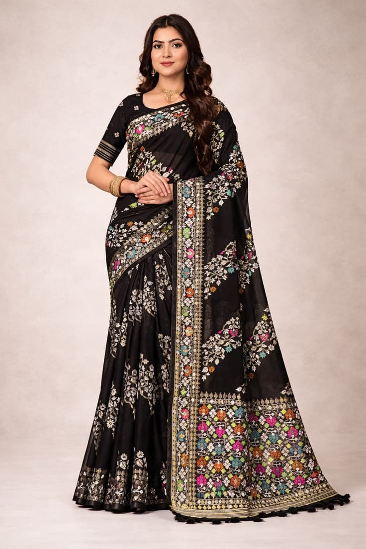 Elegent Echo Royal Black  Saree