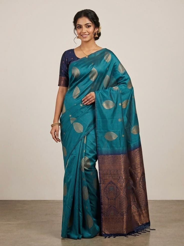 Vasant Peacock Blue Saree