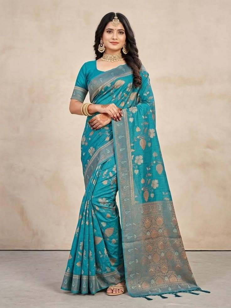 Vasant Teal Blue Saree
