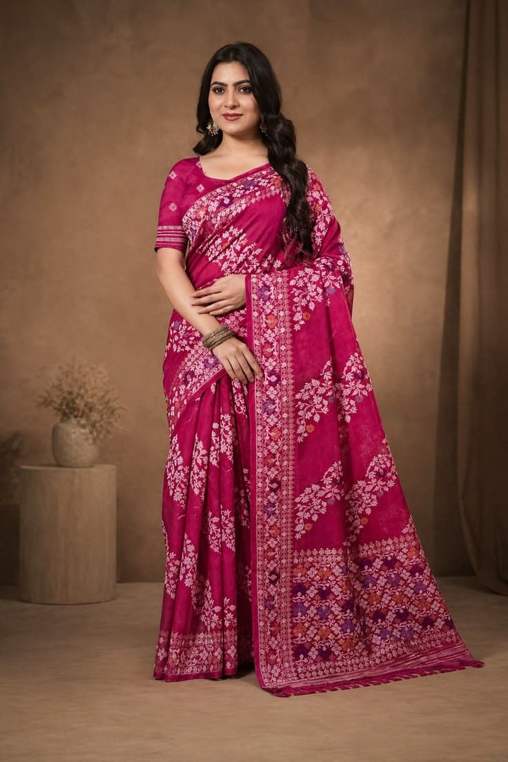 Elegent Echo Rani Pink Saree 
