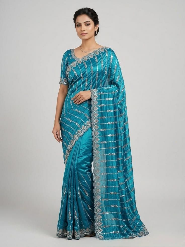 Saree sitara peacock bluesaree