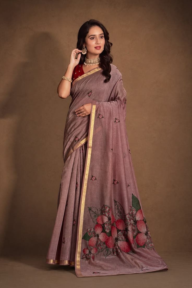 Rose Lily Dusty Mauve saree