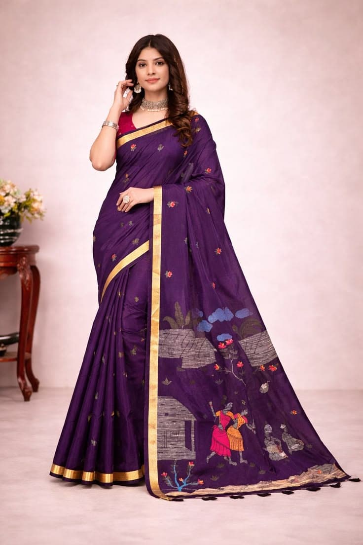 Heritage Hues Royal Purple Saree