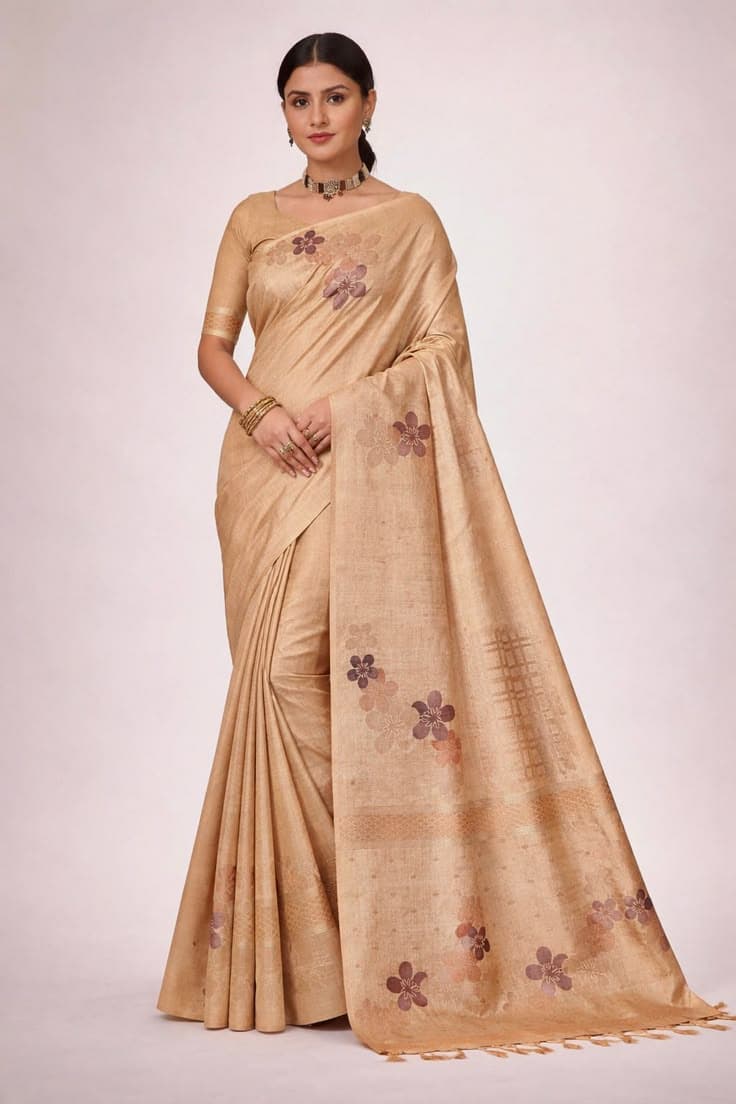 Resham Riwayat Golden Beige Saree