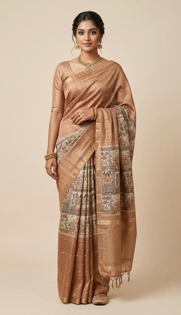 Madhurima Weaves Dusty Gold Saree