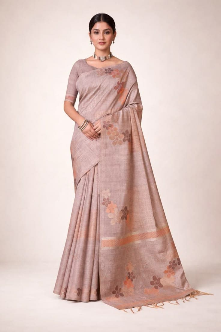 Resham Riwayat Dusty Rose Saree
