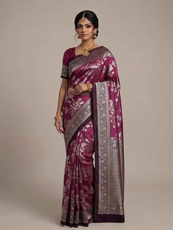 Roohani Resham Magenta Saree