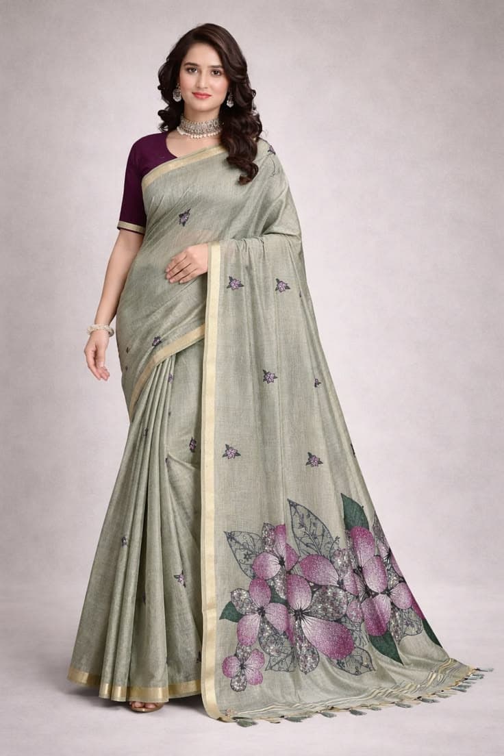 Rose Lily Sage Green Floral