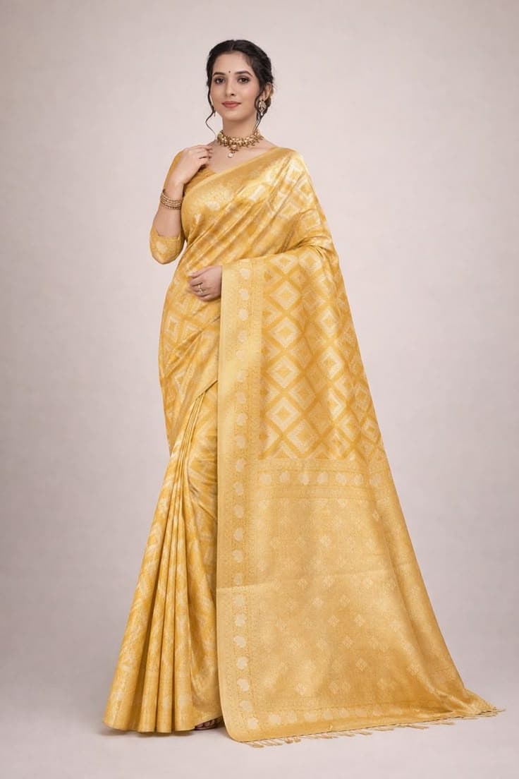 Noorani Mustard Gold Gold Saree