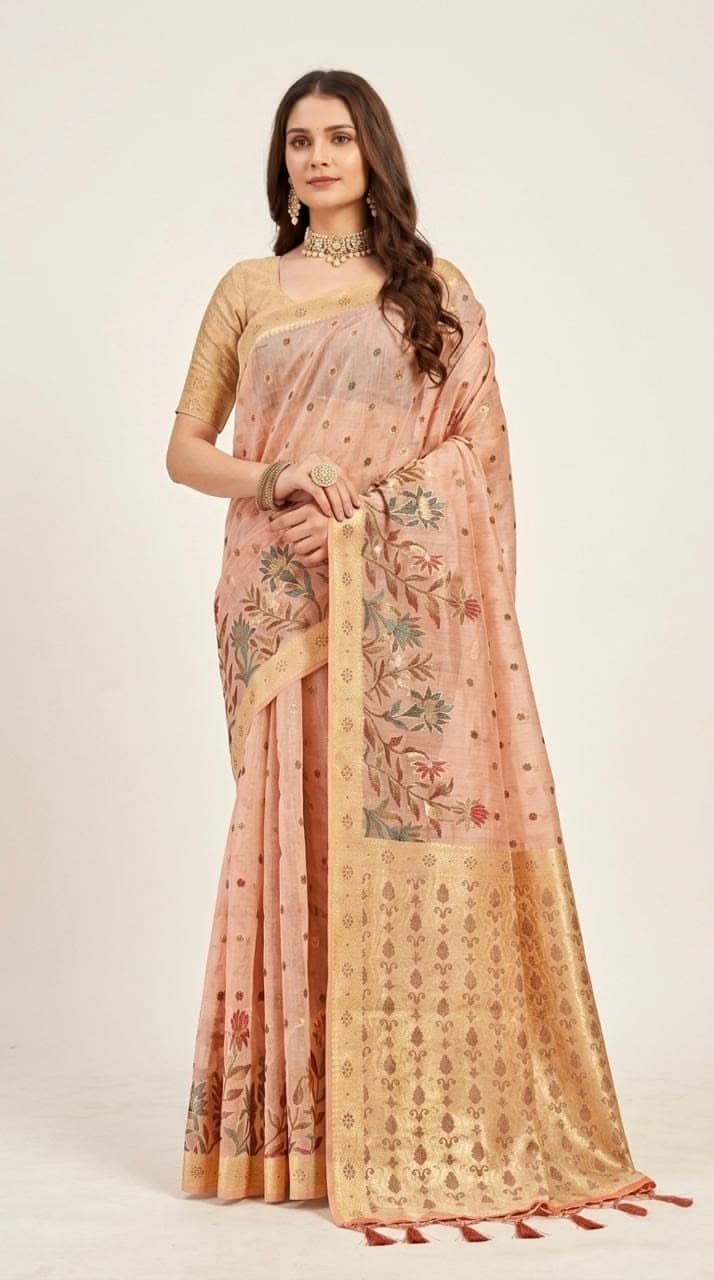 Man Mohini Cream Saree