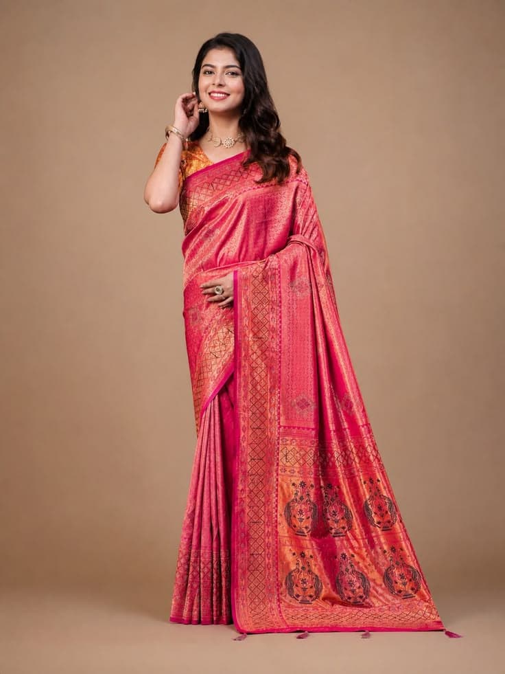 Rajrani Handlooms Pink Saree