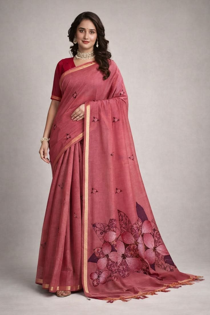 Rose Lily Blush Pink Saree