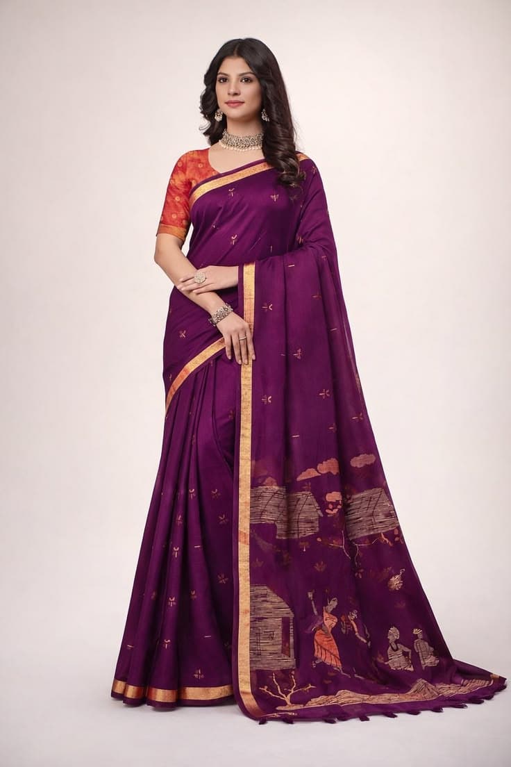 Heritage Hues Purple Saree