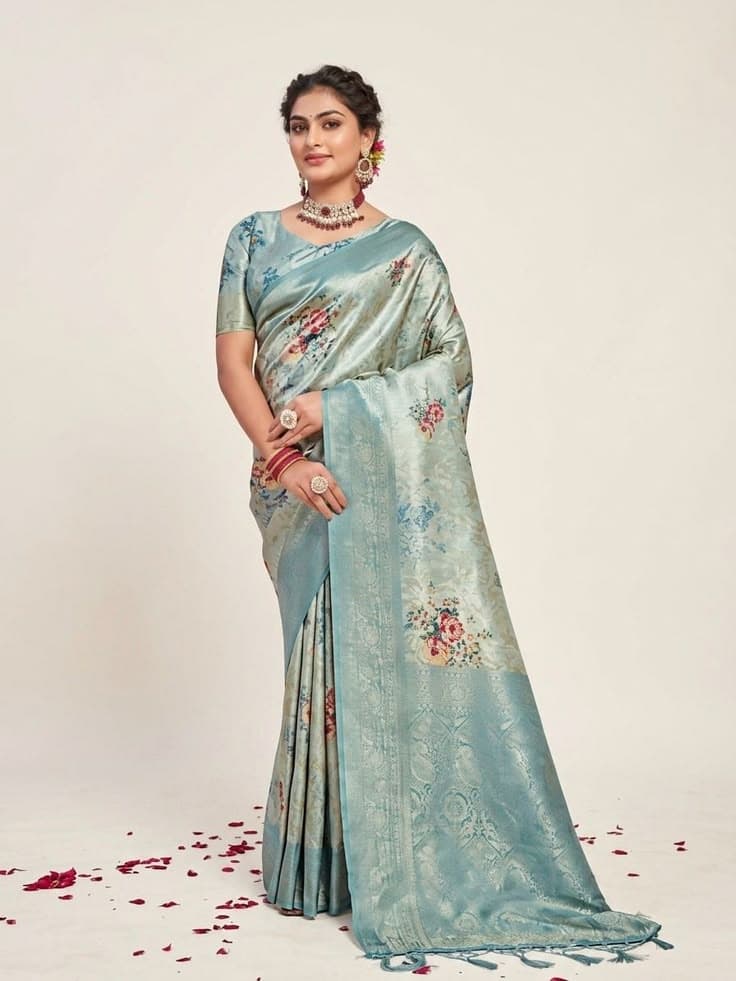 Divya Pastle Blue Saree