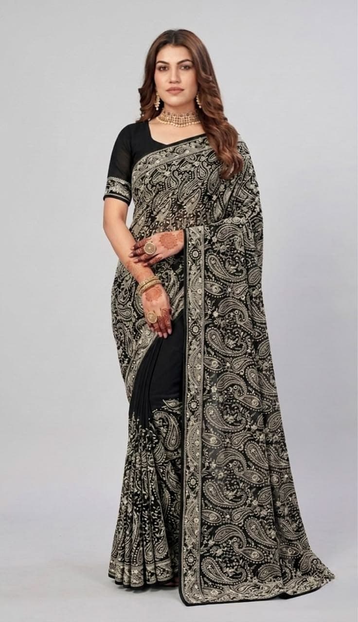 Laavanya Sutra Black Saree