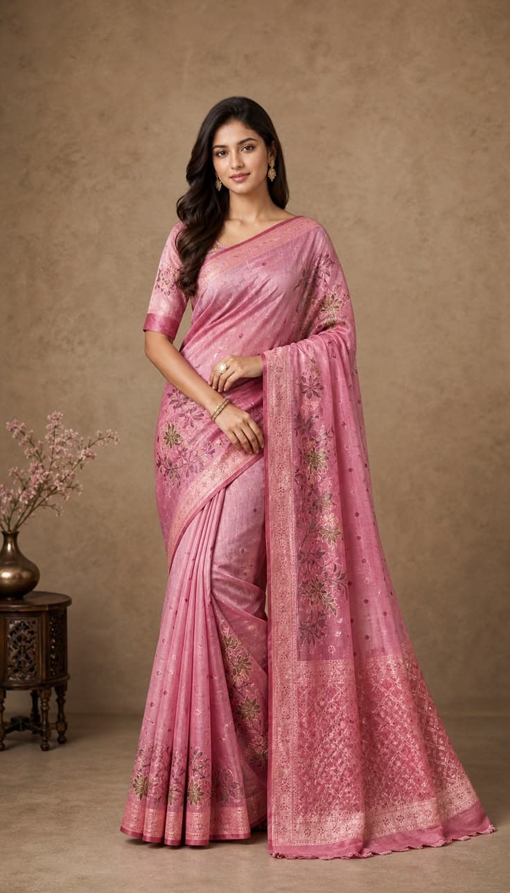 Man Mohini Pink Saree