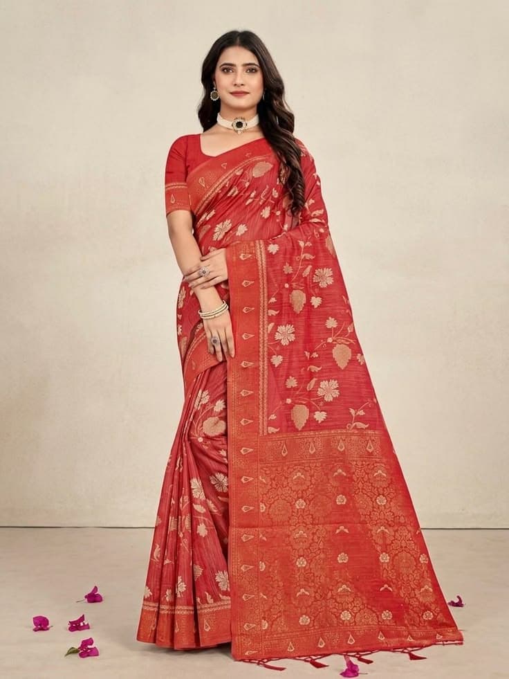 Vasant Rust Red Saree