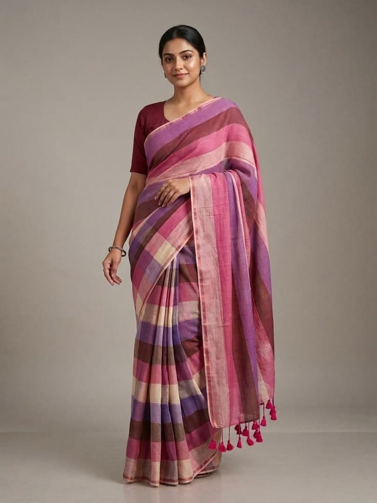 Kargha Kala pink Saree